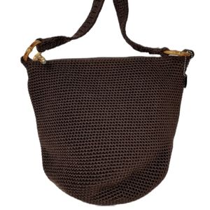 The Sak Brown Crochet Bamboo Hobo Bag